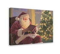 QITJSGD Santa Claus Reading A BookCanvas Poster Wall Art Decor Print Picture Paintings for Living Room Bedroom Decoration20x30inch(50x75cm)