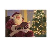 QITJSGD Santa Claus Reading A BookCanvas Poster Wall Art Decor Print Picture Paintings for Living Room Bedroom Decoration24x36inch(60x90cm)