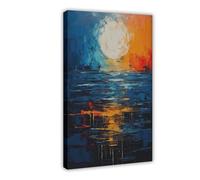 QITUBVAF Blue And Orange ModernismCanvas Poster Bedroom Decor Landscape Office Room Decor Gift 16x24inch(40x60cm)