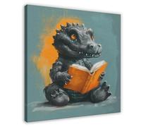 QITUBVAF Bookworm GodzillaCanvas Poster Bedroom Decor Landscape Office Room Decor Gift 20x20inch(50x50cm)