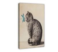 QITUBVAF Dragonfly And CatCanvas Poster Bedroom Decor Landscape Office Room Decor Gift 20x30inch(50x75cm)