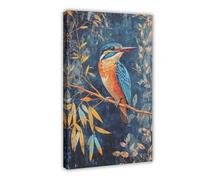 QITUBVAF Kingfisher Perching ClassicsCanvas Poster Bedroom Decor Landscape Office Room Decor Gift 24x36inch(60x90cm)