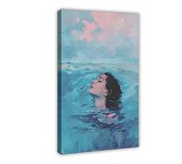QITUBVAF Lady in The SeaCanvas Poster Wall Art Decor Print Picture Paintings for Living Room Bedroom Decoration 08x12inch(20x30cm)
