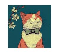 QITUBVAF Orange Cat Art PrintCanvas Poster Wall Art Decor Print Picture Paintings for Living Room Bedroom Decoration 12x12inch(30x30cm)