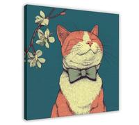 QITUBVAF Orange Cat Art PrintCanvas Poster Wall Art Decor Print Picture Paintings for Living Room Bedroom Decoration 12x12inch(30x30cm)