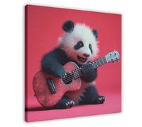 QITUBVAF Rockstar Panda SerenadeCanvas Poster Wall Art Decor Print Picture Paintings for Living Room Bedroom Decoration 24x24inch(60x60cm)