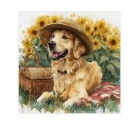 QITUBVAF The Dog in The SunflowersCanvas Poster Bedroom Decor Landscape Office Room Decor Gift 16x16inch(40x40cm)