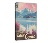 QITUBVAF Vintage Lake Como PosterCanvas Poster Bedroom Decor Landscape Office Room Decor Gift 16x24inch(40x60cm)