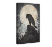 QITUBVAF Werewolf Under Full MoonCanvas Poster Wall Art Decor Print Picture Paintings for Living Room Bedroom Decoration 12x18inch(30x45cm)