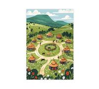 QITUBVAF Zulu Traditional HomesteadCanvas Poster Bedroom Decor Landscape Office Room Decor Gift 12x18inch(30x45cm)