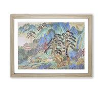 Qiu Ying Chinese 1 Asian Japanese Framed Wall Art Print, Ready to Hang Picture for Living Room Bedroom Home Office Décor, Oak A2 (64 x 46 cm)