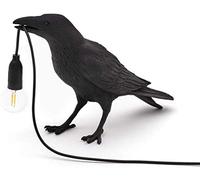 Qiu-ZhuLRS Birds Table & Wall Raven Crow Resin LED Lamp Black & White