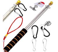 Qiuboluny 9.8FT Telescopic Handheld Flagpoles with Clips Portable Flag Pole Lightweight Extendable Tour Guide Stainless Steel Banner Flag Pole Pointer for Teachers with Anti-Slip Grip