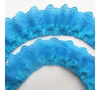 Qiuda 2 Yards 3 Layers Organza Gathered Lace Edge Trim Ribbon 6.5 cm Width, Assorted Coloured Lace (Blue)