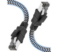 Qiuean CAT8 Ethernet Cable 0,5m 1m 2m 3m 5m 10m 15m-High-Speed Gigabit Braided RJ45 LAN Patch Cord,Shielded Internet Cable Compatible for Modem/Router/Gaming(0.5m)