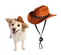 Qiufruit Pet Cowboy Hat Dog Cat Halloween Caps Mini Cowboy Hats Cute Cosplay Costumes for Puppy Kitten (Brown)
