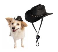 Qiufruit Pet Cowboy Hat Dog Cat Halloween Caps Mini Cowboy Hats Cute Cosplay Costumes for Puppy Kitten (Black)