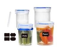 Qiuhome Pickle Jar with Strainer, Pickle Container with Strainer Jalapeno Container Pickle Storage Containers 4 Pack (24 oz & 45 oz)