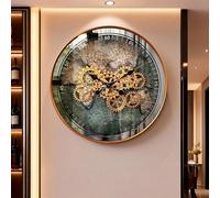 QIUHTR Wall Clock with Moving Gears Vintage,Steampunk Gear Clocks with Arabic,Industrial Large Wall Clock,Silent Non-Ticking,for Living Room Decor Kitchen Home
