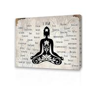 Qiukoo Framed Zen Wall Art - Buddha Statue Canvas with Positive Affirmations for Living Room, Bedroom & Garden Buddha Décor - Buddha Wall Art with Frame, Hanging Hooks & No-Trace Nails - 12×16 in