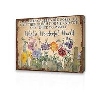 Qiukoo Wall Art - Vintage Floral Canvas Print with Uplifting Quote, Rustic Botanical Wall Decor for Bedroom, Living Room, Hallway or Stairs, with Pre-Mounted Frame and Hooks, 12" x 16"