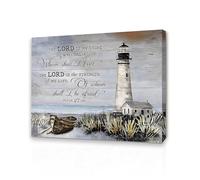 Qiukoo Wall Art with Frame, Lighthouse Ornaments Coastal Canvas Prints and Posters for Bedroom Decor, Living Room, Hallway and Stairs, Wall Pictures, Bedroom Wall Decor, 12×16 in