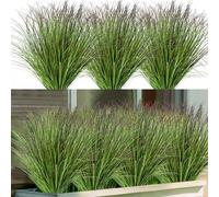 QIUKUN 8PCS Artificial Plants Fake Bushes Artificial Shrubs Wheat Grass Greenery Artificial Greenery Stems Fake Outdoor Plants for House Plastic Outdoor UV Resistant Faux Grass (8, Green)