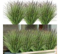 QIUKUN 8PCS Artificial Plants Fake Bushes Artificial Shrubs Wheat Grass Greenery Artificial Greenery Stems Fake Outdoor Plants for House Plastic Outdoor UV Resistant Faux Grass (32, Green)