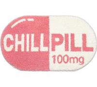 QIUKUN Funny Cute Chill Pill Bath Mat Small Pink Bathroom Rugs Preppy Bathroom Decor Aesthetic Bath Rug Non Slip Washable Water Absorbent
