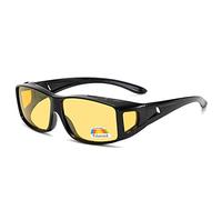 QIULAO Anti-pollen Glasses, Myopia Polarized Sunglasses, UVA/UVB Prevention, Safety Glasses For Adults And Women, Large Format Myopia Glasses (Color : Polarized yellow, Size : Bright black)