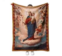 QIULIBMH Virgin Mary Blanket Microfiber Our Lady of Guadalupe Throw Blanket Warm Cozy Flannel Prayer Christian Blankets for Women Religious Catholic Gifts for Women Man 51'' x 59'' (Virgin Mary07)