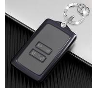 QIULIFAN Key Card Case for Renault Key Fob 4 Buttons TPU Key Cover with Keyring for Renault Megane Clio Captur Kadjar Espace Dacia Duster, Black