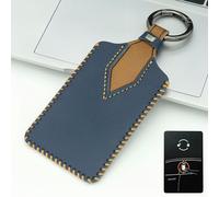 QIULIFAN Key Card Holder for Tesla Model 3 Model Y Genuine Leather Key Holder for Tesla, Blue