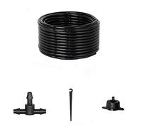 Qiumi drip irrigation kit, garden miniature irrigation kit, including 37 accessories, 10m pipe plant watering system, 12 adjustable drippers, 12 three-way interfaces, 12 fixed straps