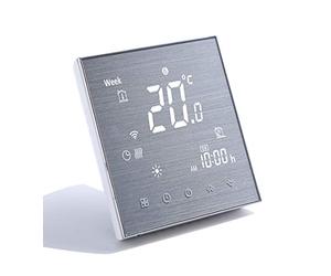 Qiumi Smart WiFi thermostat temperature controller for floor heating electric work with Amazon Alexa Google Home IFTTT 16A, Innovation Brushed panel(Adjustable brightness)