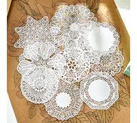 QIUMING 10Pcs Circle Lace Paper Doilies Placemats Wedding Party Decoration Supplies Scrapbooking DIY Crafts Paper