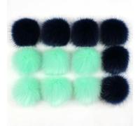 QIUMING 12/14 Pcs 8cm False Hairball Hat Ball Fur Pompom Fake Fox Hat Ball Pom Pom With Rubber Band Diy Clothing Hat Accessories