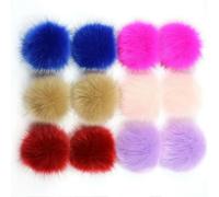 QIUMING 12/14 Pcs 8cm False Hairball Hat Ball Fur Pompom Fake Fox Hat Ball Pom Pom With Rubber Band Diy Clothing Hat Accessories