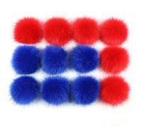 QIUMING 12/14 Pcs 8cm False Hairball Hat Ball Fur Pompom Fake Fox Hat Ball Pom Pom With Rubber Band Diy Clothing Hat Accessories