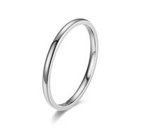 QIUMING 1pc 2mm Thin Fashion Simple Stainless Steel High Polished Rings For Women Men Couple Finger Rings Jewelry