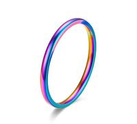QIUMING 1pc 2mm Thin Fashion Simple Stainless Steel High Polished Rings For Women Men Couple Finger Rings Jewelry
