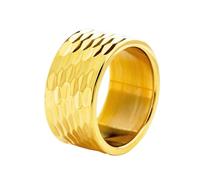QIUMING 1Pcs 12MM Mens Silver Color Stainless Steel Ring Hammered Multi-Faceted Polished Stepped Edges Men Engagement Ring Anniversary Gifts