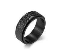 QIUMING 1Pcs 8mm Titanium Steel Unique Spinner Ring for Men Cool Punk Stainless Steel Hammering Pattern Band Ring