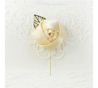 QIUMING 1Pcs Wedding Boutonnieres Buttonhole Men Corsage Brooch Pins Silk Rose Groom Prom Boutonniere Wedding