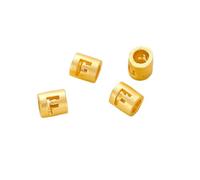 QIUMING 20pcs Gold Plated Brass 26 Letter Digital Round Spacer Beads DIY Jewelry Making Supplies Bracelets Necklace Beaded Component