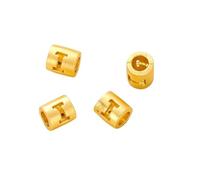 QIUMING 20pcs Gold Plated Brass 26 Letter Digital Round Spacer Beads DIY Jewelry Making Supplies Bracelets Necklace Beaded Component