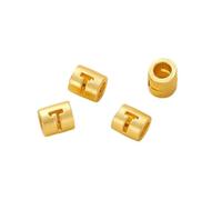 QIUMING 20pcs Gold Plated Brass 26 Letter Digital Round Spacer Beads DIY Jewelry Making Supplies Bracelets Necklace Beaded Component