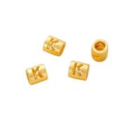 QIUMING 20pcs Gold Plated Brass 26 Letter Digital Round Spacer Beads DIY Jewelry Making Supplies Bracelets Necklace Beaded Component