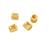 QIUMING 20pcs Gold Plated Brass 26 Letter Digital Round Spacer Beads DIY Jewelry Making Supplies Bracelets Necklace Beaded Component