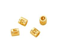 QIUMING 20pcs Gold Plated Brass 26 Letter Digital Round Spacer Beads DIY Jewelry Making Supplies Bracelets Necklace Beaded Component